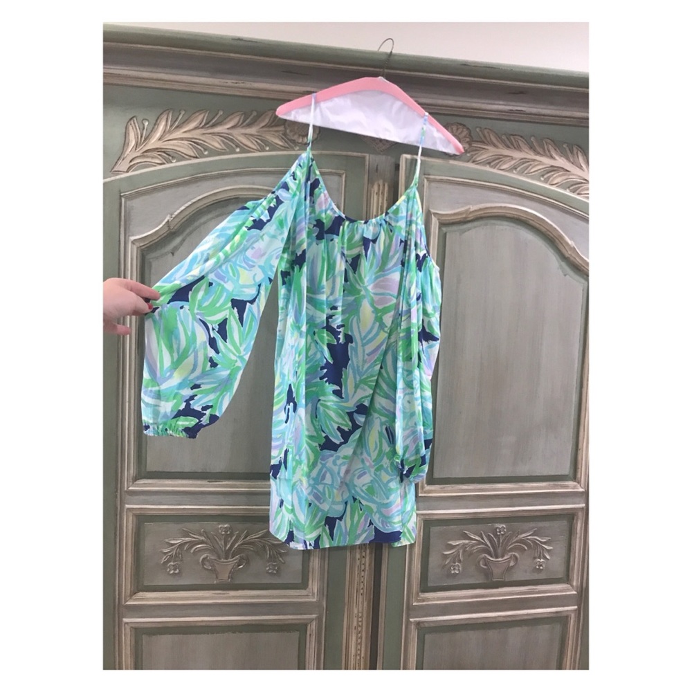Lilly Pulitzer silk cold-shoulder dress